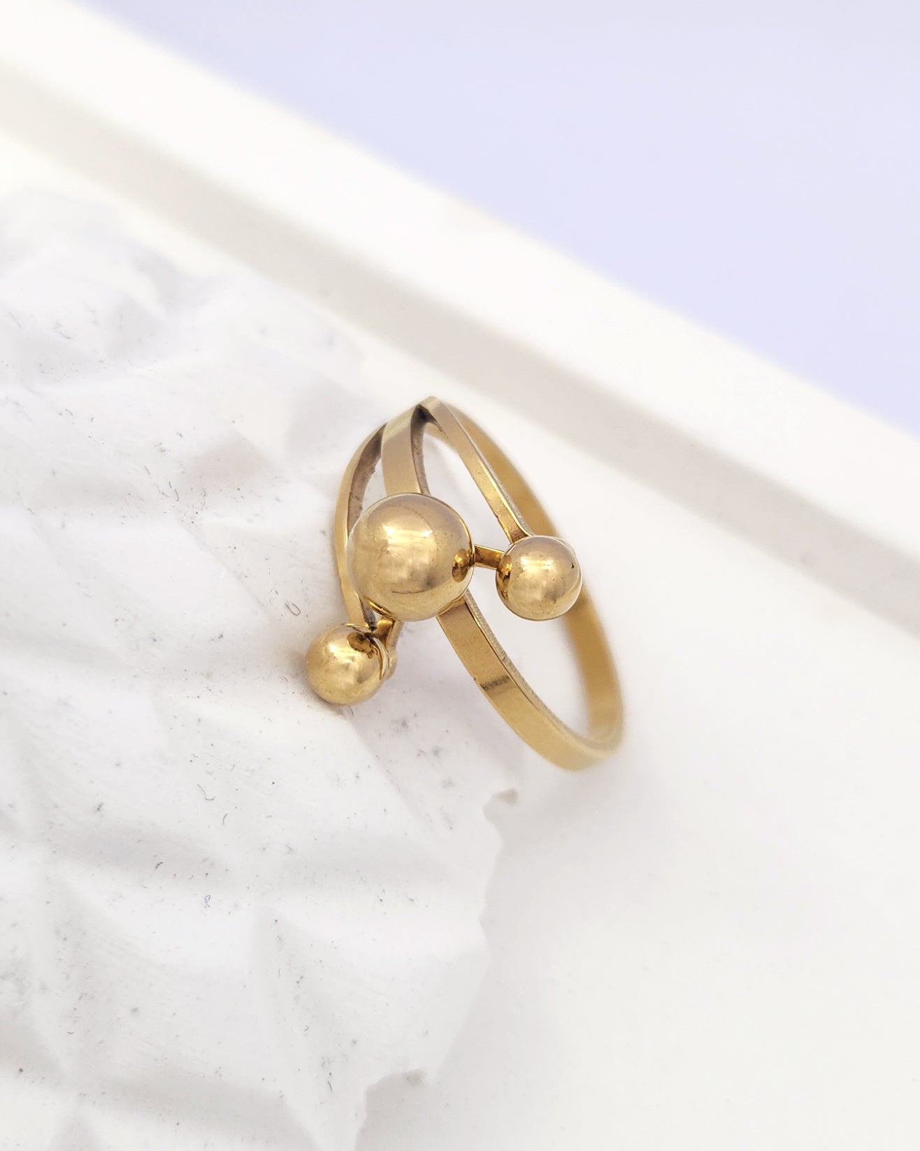 Abstract Sphere Trio Ring - 18k Gold Plated