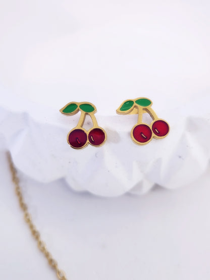 The Cherry Pop Jewelry Set | 18k Gold Plated Enamel
