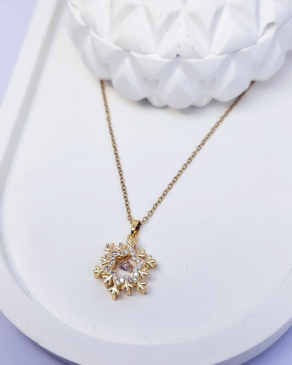 The Dancing Snowflake Pendant - 18k Gold Plated Necklace