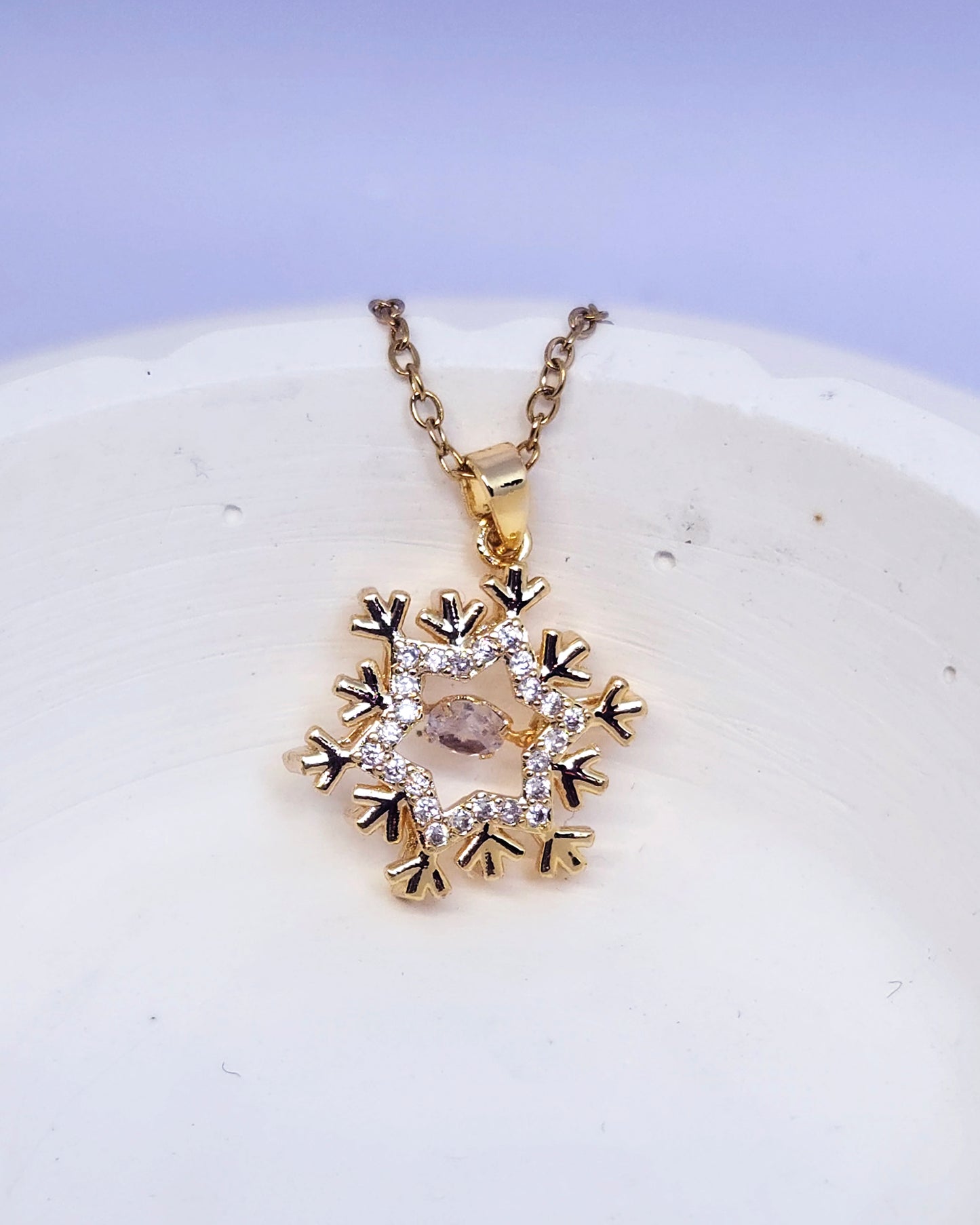 The Dancing Snowflake Pendant - 18k Gold Plated Necklace