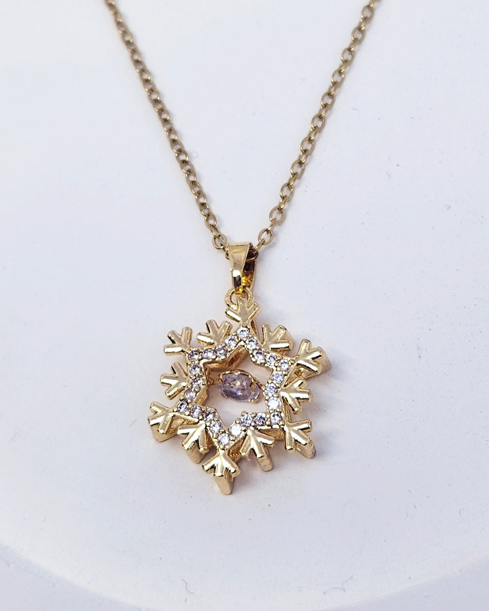 The Dancing Snowflake Pendant - 18k Gold Plated Necklace
