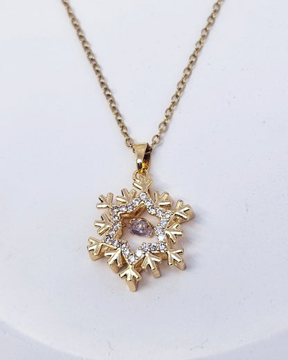 The Dancing Snowflake Pendant - 18k Gold Plated Necklace