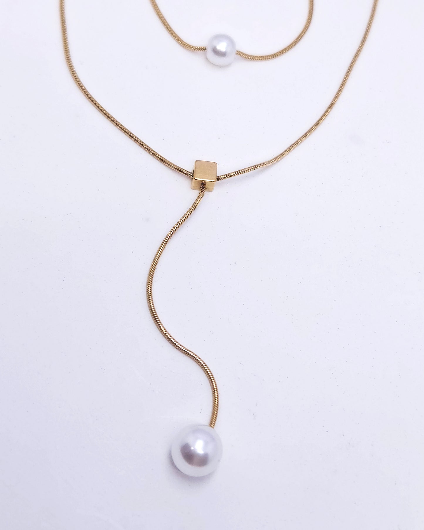 The Modern Pearl Duet | 18k Gold Plated Pearl Necklace