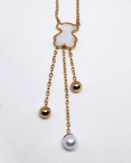 The Pearlescent Bear Lariat | Modern Y-Necklace