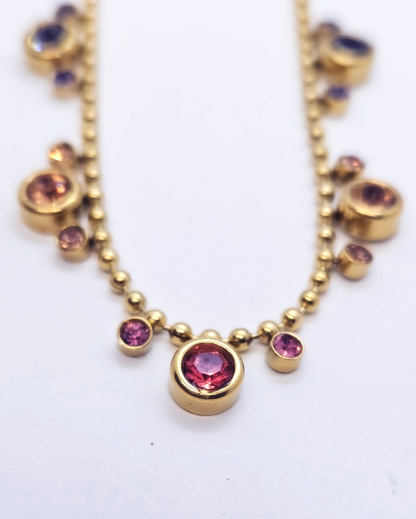 The Rainbow Cascade Necklace | Multi-Color Crystal Station Necklace