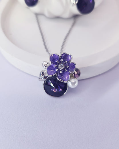 The Regal Violet Jewelry Set | Crystal, Pearl & Enamel