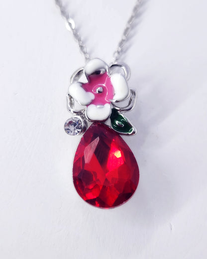 The Scarlet Bloom Jewelry Set | Red Crystal & Enamel Flower
