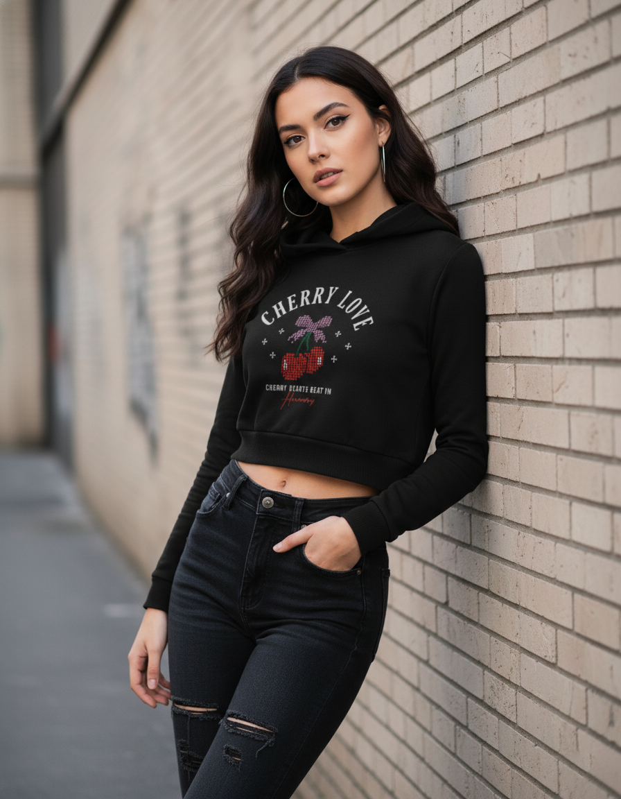 Retro Romance Pixel Art "Cherry Love" Hoodie