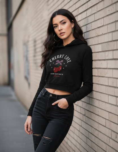 Retro Romance Pixel Art "Cherry Love" Hoodie