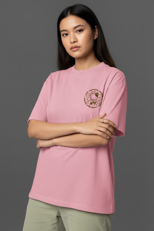 The "Good Fortune" Lucky Cat Tee | Oversized Drop-Shoulder in Soft French Terry