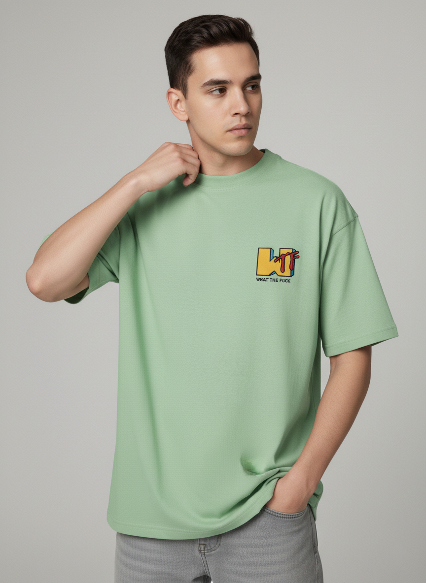 "What The F*ck" Embroidered Tee | Oversized French Terry 90s Parody Shirt