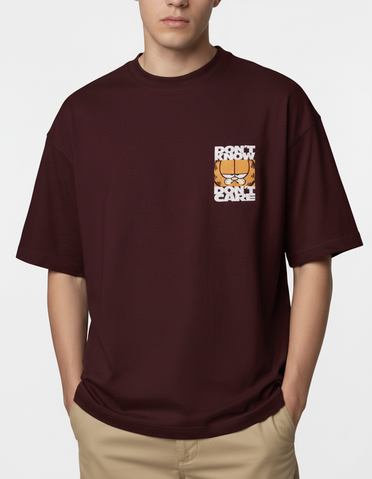 Nostalgia Drop-Shoulder Frenc Terry Oversized Tee | Premium Embroidered Garfield Shirt