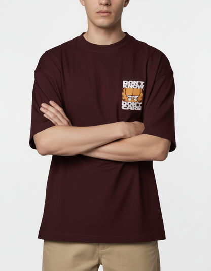 Nostalgia Drop-Shoulder Frenc Terry Oversized Tee | Premium Embroidered Garfield Shirt