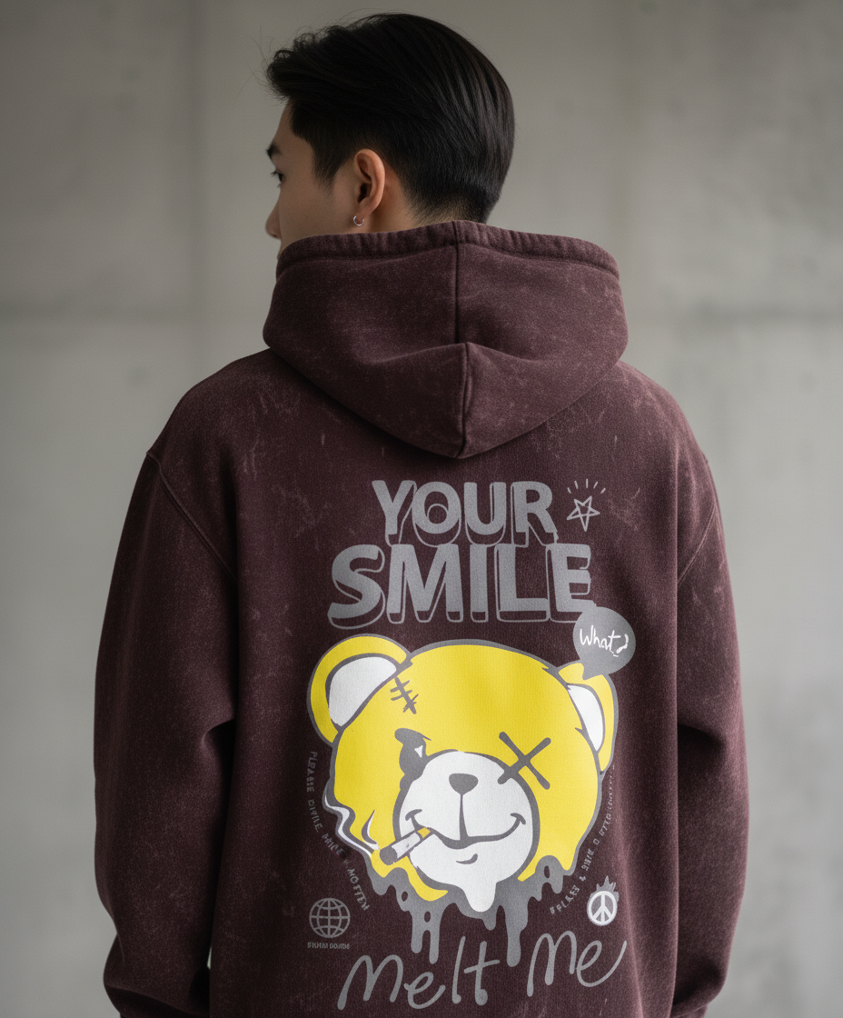 The "Your Smile Melt Me" Rebel Bear Hoodie | Vintage Streetwear