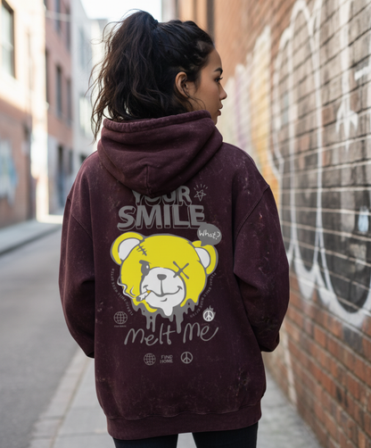 The "Your Smile Melt Me" Rebel Bear Hoodie | Vintage Streetwear
