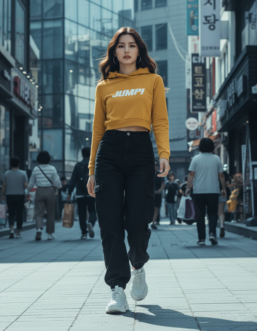 JUMP! K-Pop Inspired Crop Hoodie
