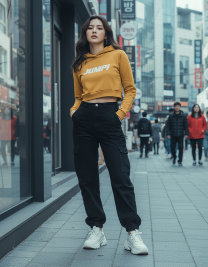 JUMP! K-Pop Inspired Crop Hoodie