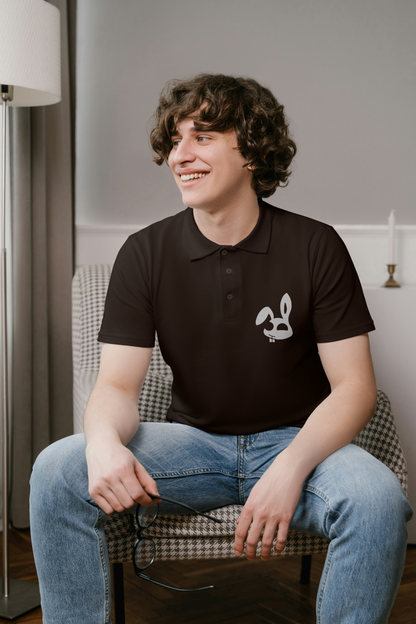 Coffee Brown Polo with Rabbit Embroidery – Classic & Stylish