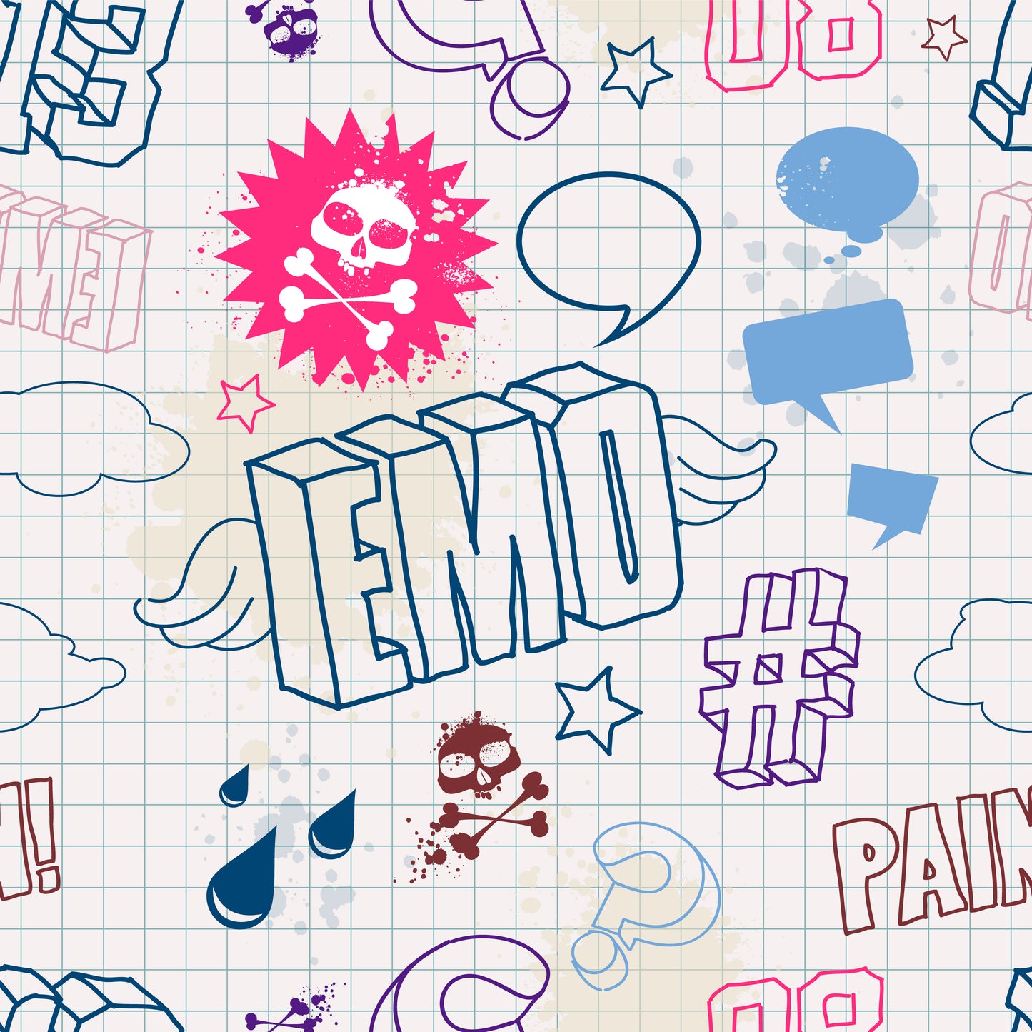 Emo Scribbles: White Notebook-Inspired Women's Bomber Jacket