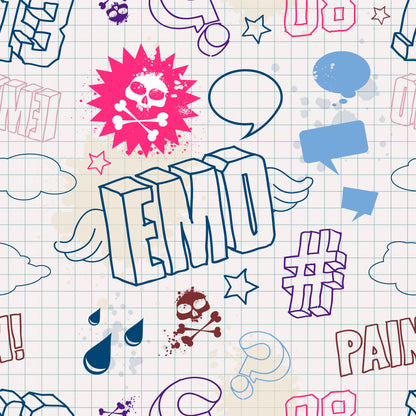 Emo Scribbles: White Notebook-Inspired Women's Bomber Jacket