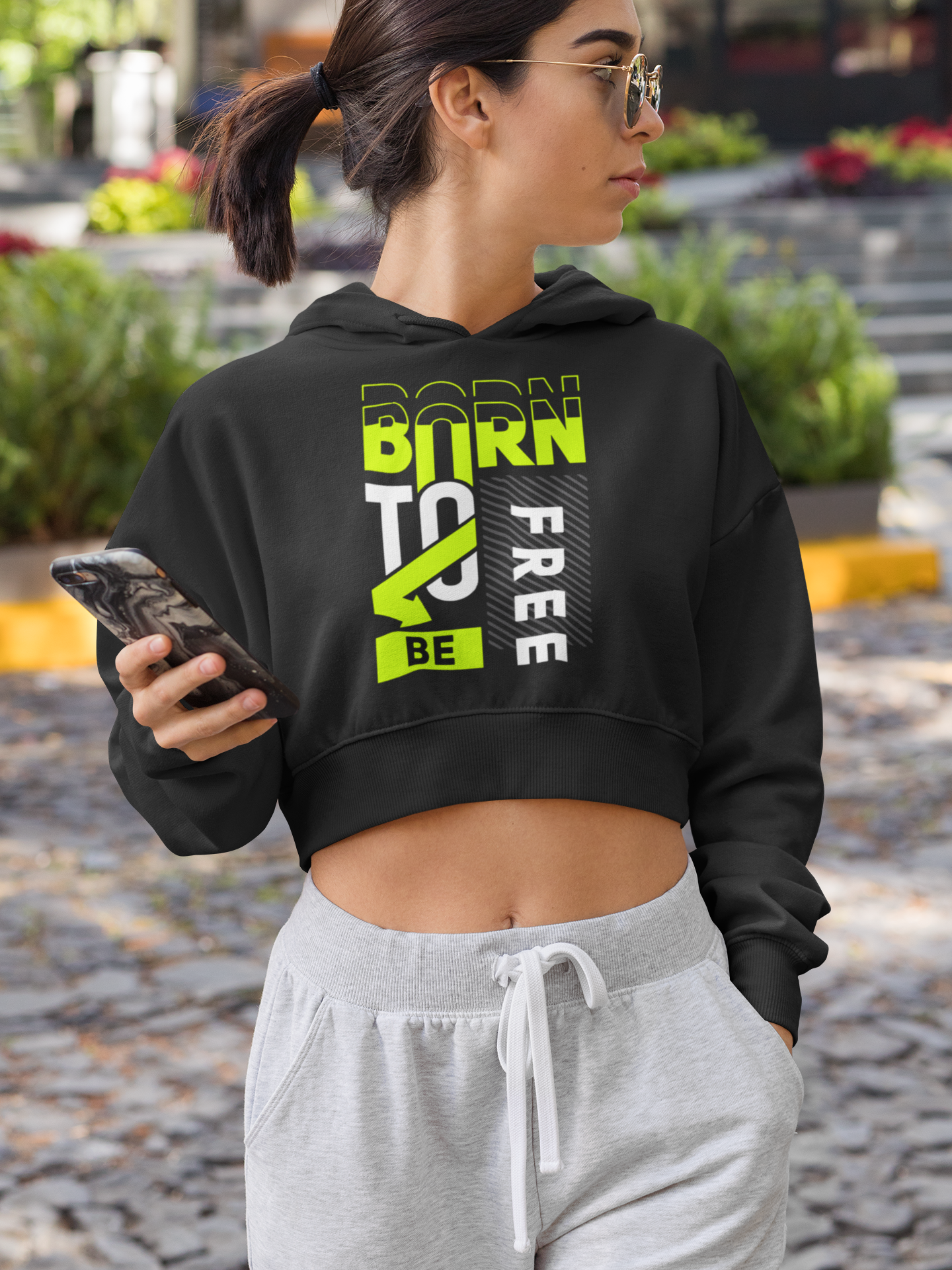 Born to Be Free Black Crop Hoodie – Bold, Empowering, and Effortlessly Stylish!