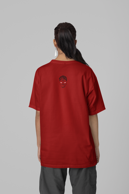 Chibi Deadpool Vibes: Oversized Unisex Red Tee