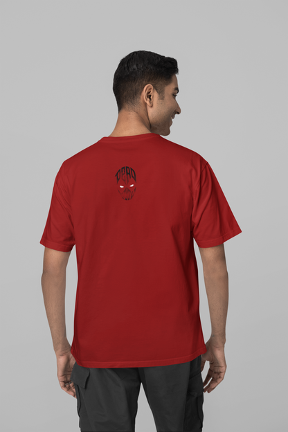 Chibi Deadpool Vibes: Oversized Unisex Red Tee