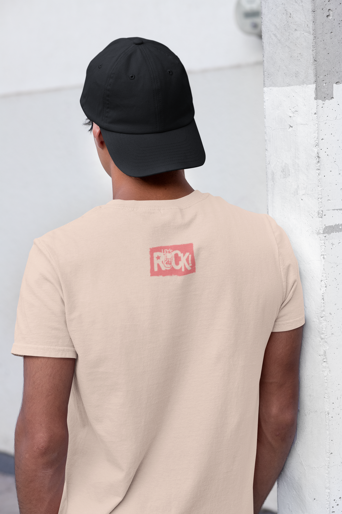 Men's Peach Color 100% Cotton Tee | Rock Music Graphic Print