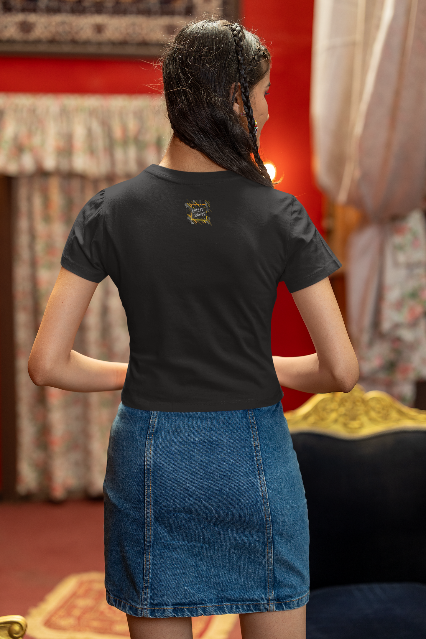 "Proper Patola" Printed Black Crop Top