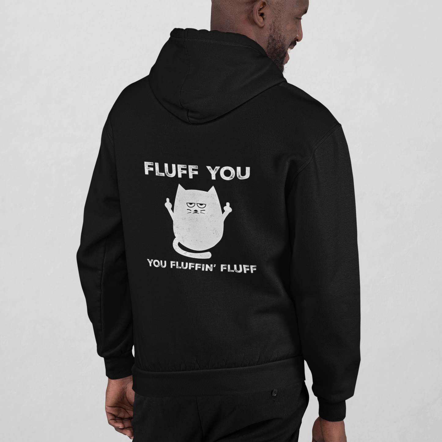 Fluff You: Angry Cat Meme Black Hoodie