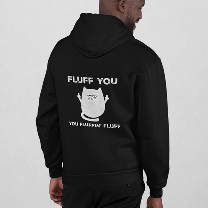 Fluff You: Angry Cat Meme Black Hoodie