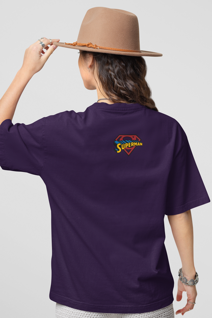 Purple Oversized Unisex T-shirt With Chibi Superman