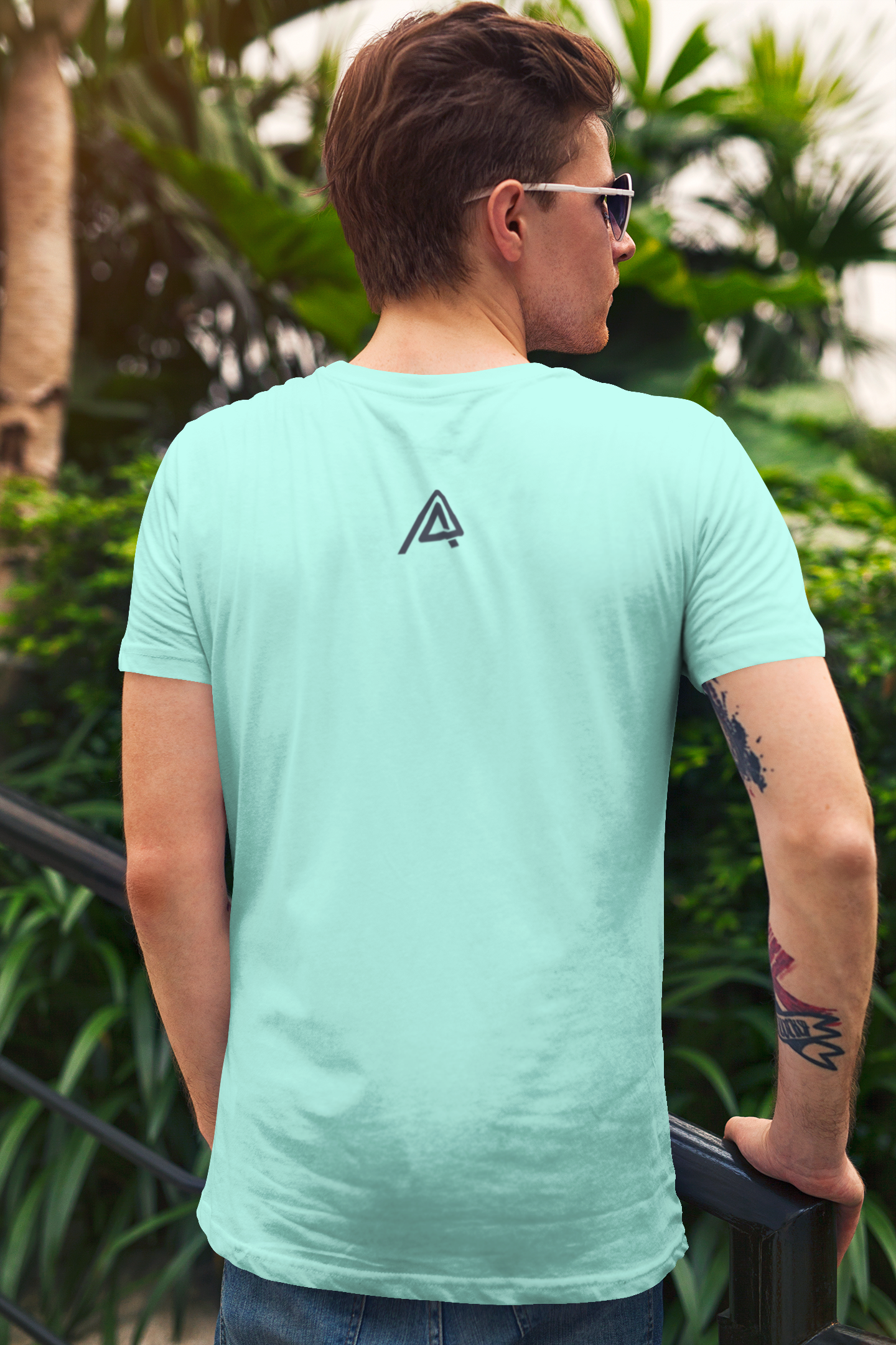 "Old Picture of Me" Round Neck Half Sleeve Mint T-shirt