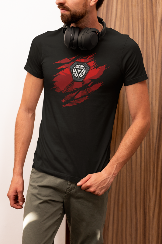 Premium Supima Cotton Marvel T-Shirt for Men - Iron Man Arc Reactor Design