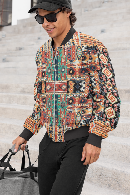 Sambalpuri Multicolor Bomber Jacket - Men's All-Over Ethnic Prints