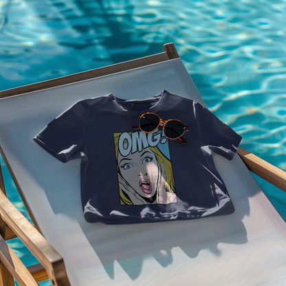 "OMG" Printed Navy Blue Crop Top