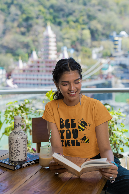 "Beeutiful" Printed Yellow Crop Top
