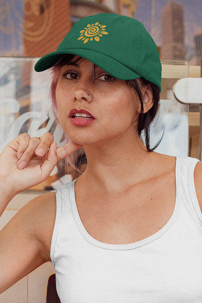 Men's/Women's Green Baseball Hat - Unique Sunflower Design