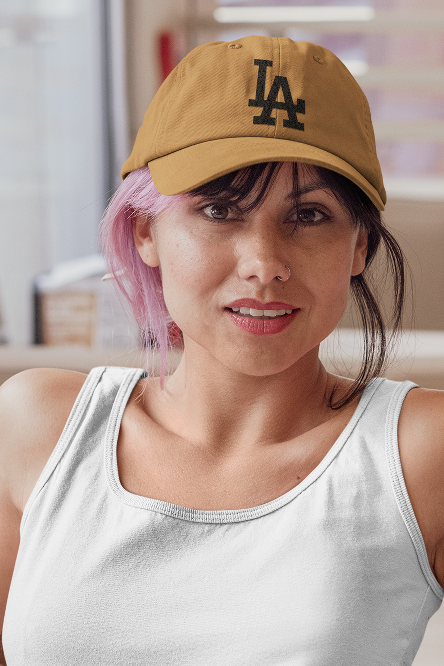 Embroidered LA Hat - Khaki Baseball Cap