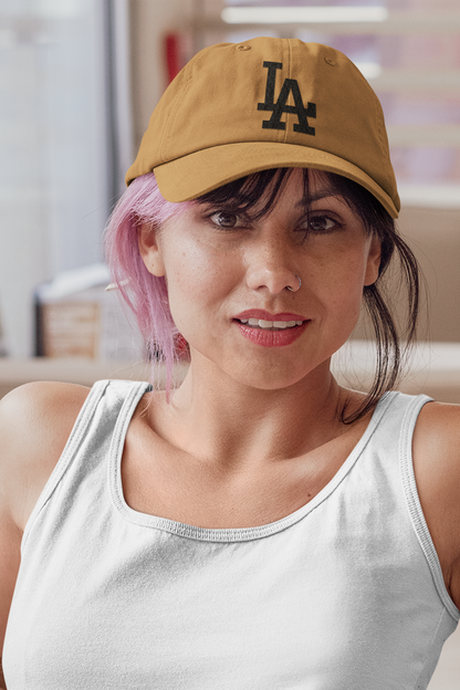 Embroidered LA Hat - Khaki Baseball Cap