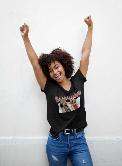 One Piece 'DAAAAAAMN!!' Funny Anime T-Shirt - Unisex Black Melange Polycotton