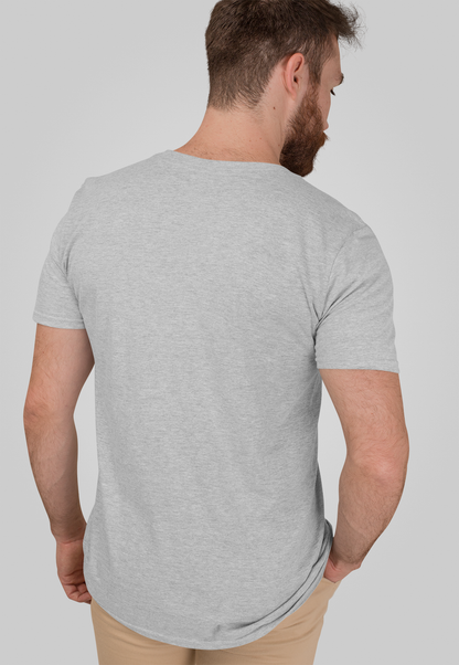 Adios Bitchachos Printed Round Neck Half Sleeve Grey Melange T-Shirt