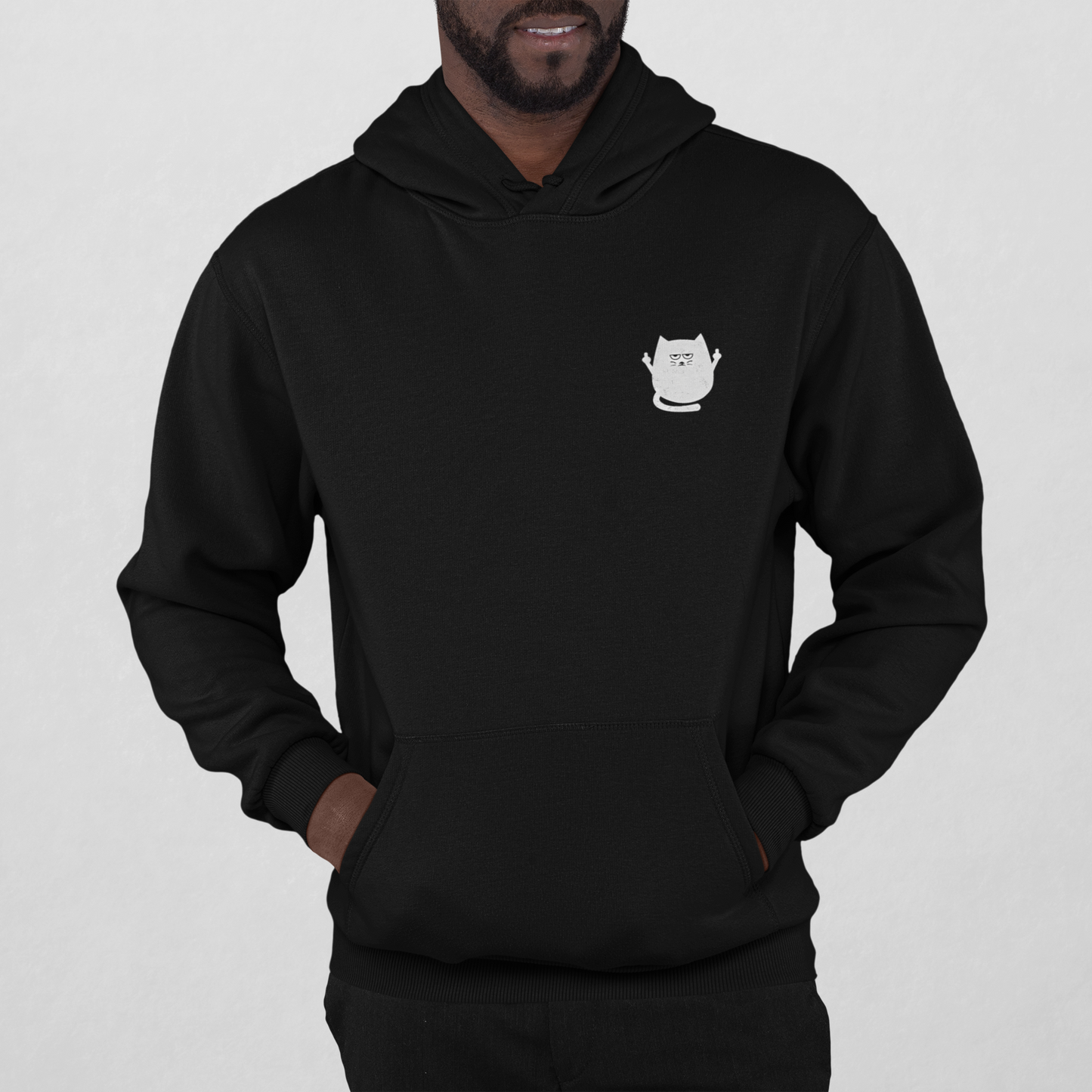 Fluff You: Angry Cat Meme Black Hoodie