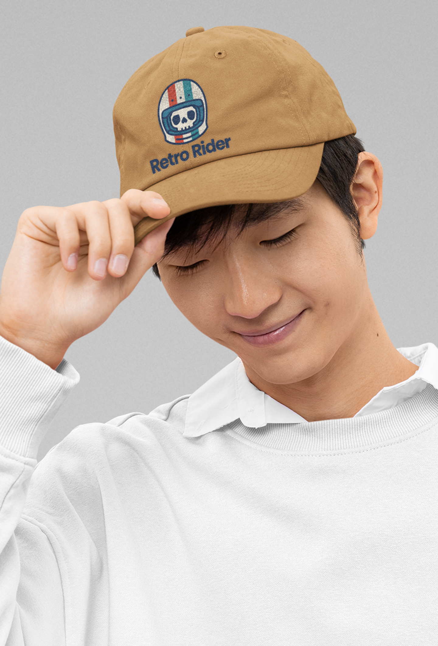 Khaki Retro Rider Baseball Cap - Vintage Motorcycle Style