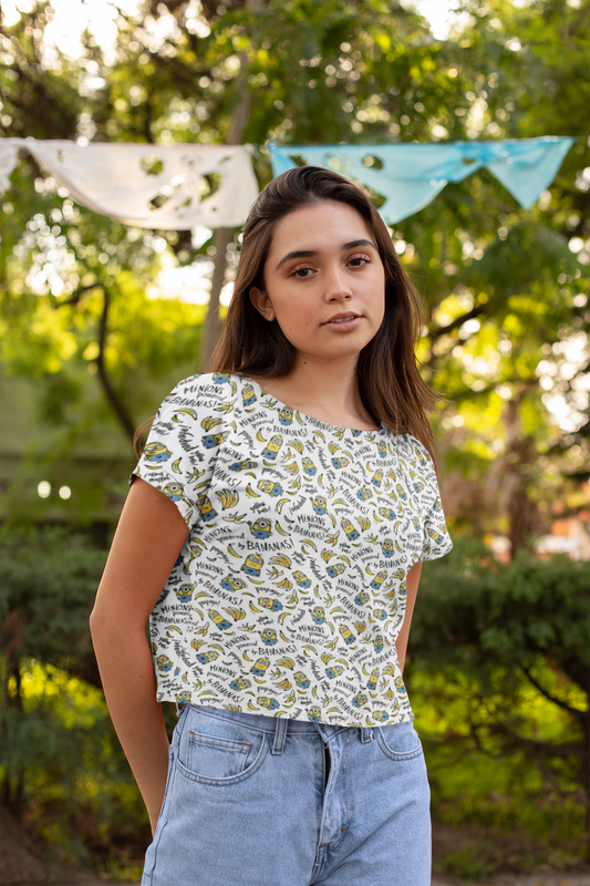All Over Printed Minion & Banana Crop Top