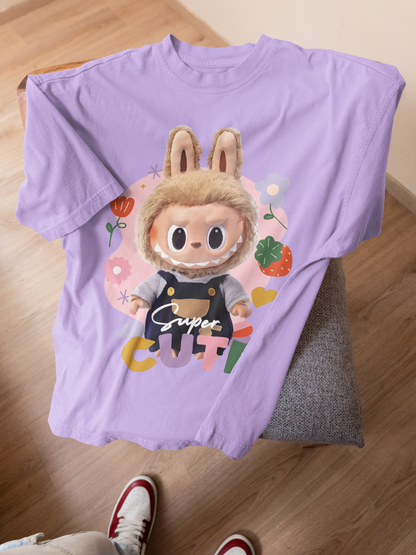 Labubu 'Super Cute' Oversized T-Shirt | Unisex Lavender Graphic Tee