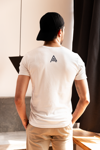 Men's White Graphic Tee - Urban Street Art Print Cotton T-Shirt