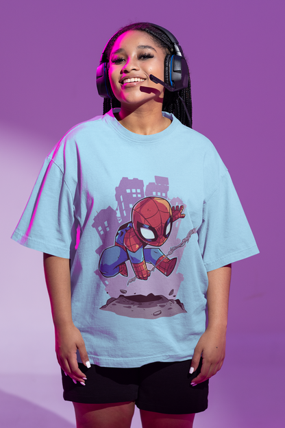 Web-Slinging Vibes: Blue Oversized Spidey Tee