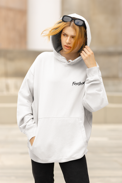Freedom's Flight: Fiery Eagle Printed White Hoodie