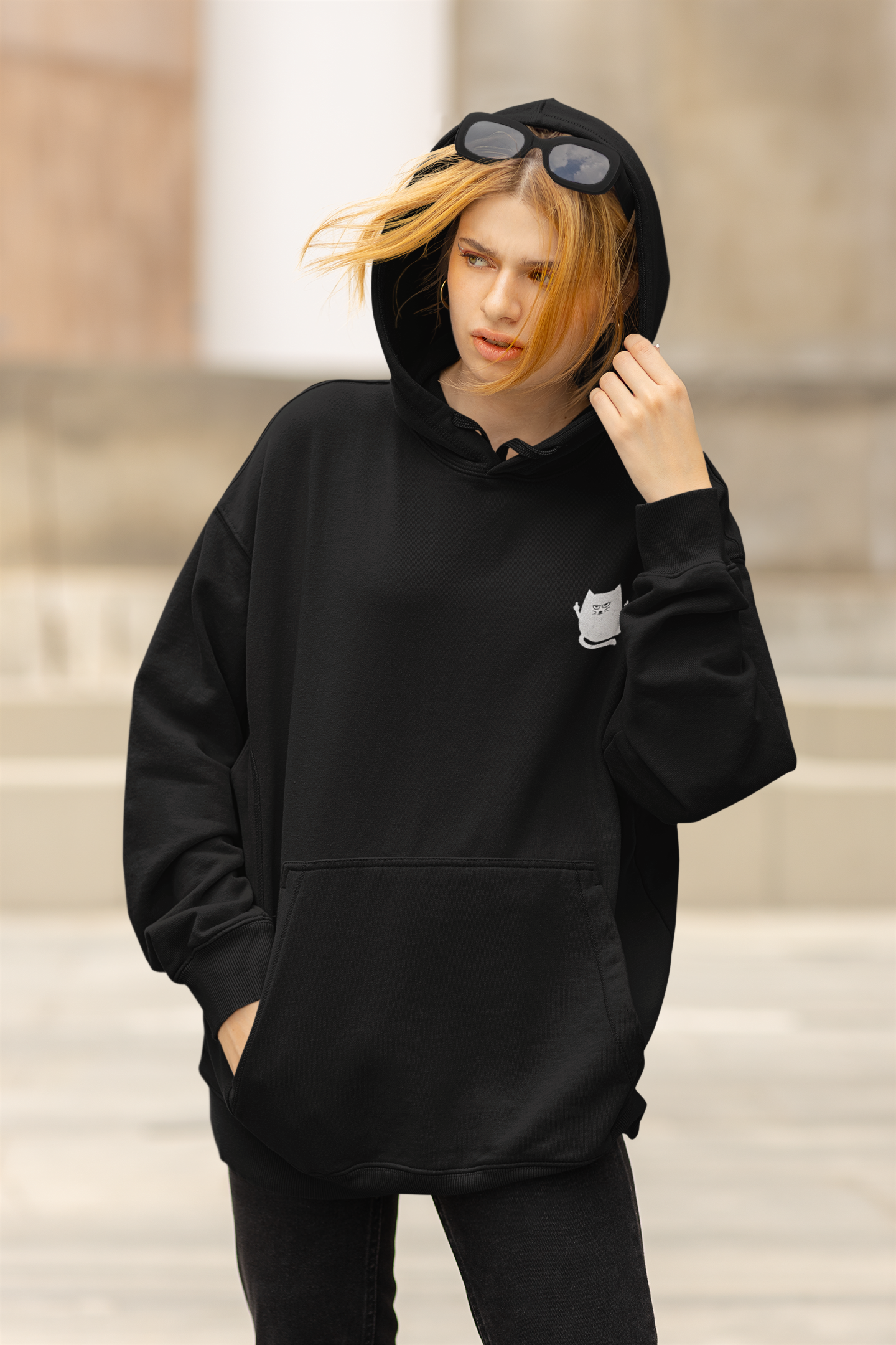 Fluff You: Angry Cat Meme Black Hoodie